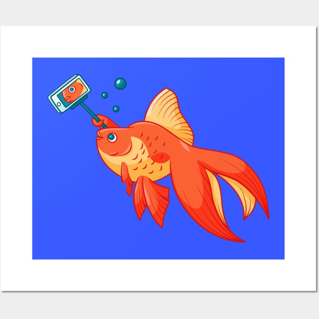 Funny Fish Taking Selfie - Selfie Lover Wall Art by Artistic muss